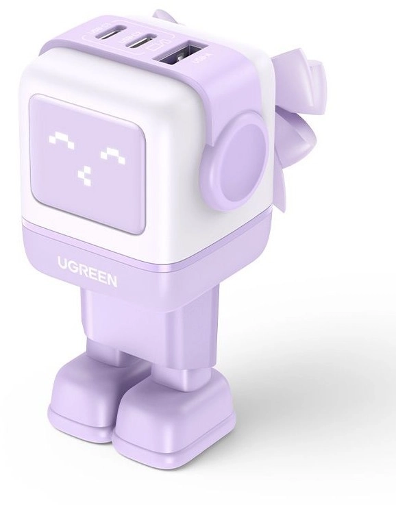 Сетевое зарядное устройство UGREEN UNO 65W USB-A+2xUSB-C Robot, фиолетовый